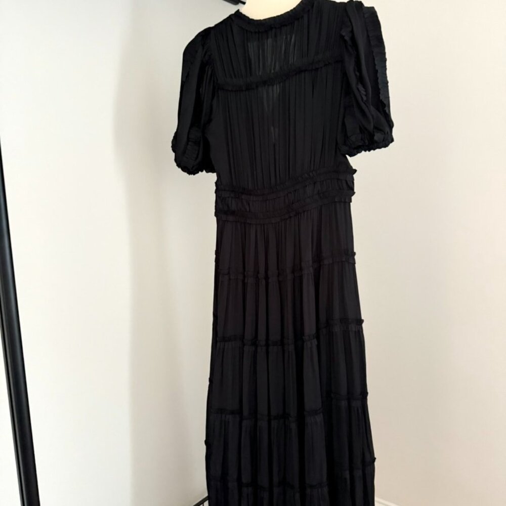 Ulla Johnson, Olivia Midi Dress in Black Satin, Size 0 - Picture 7 of 16